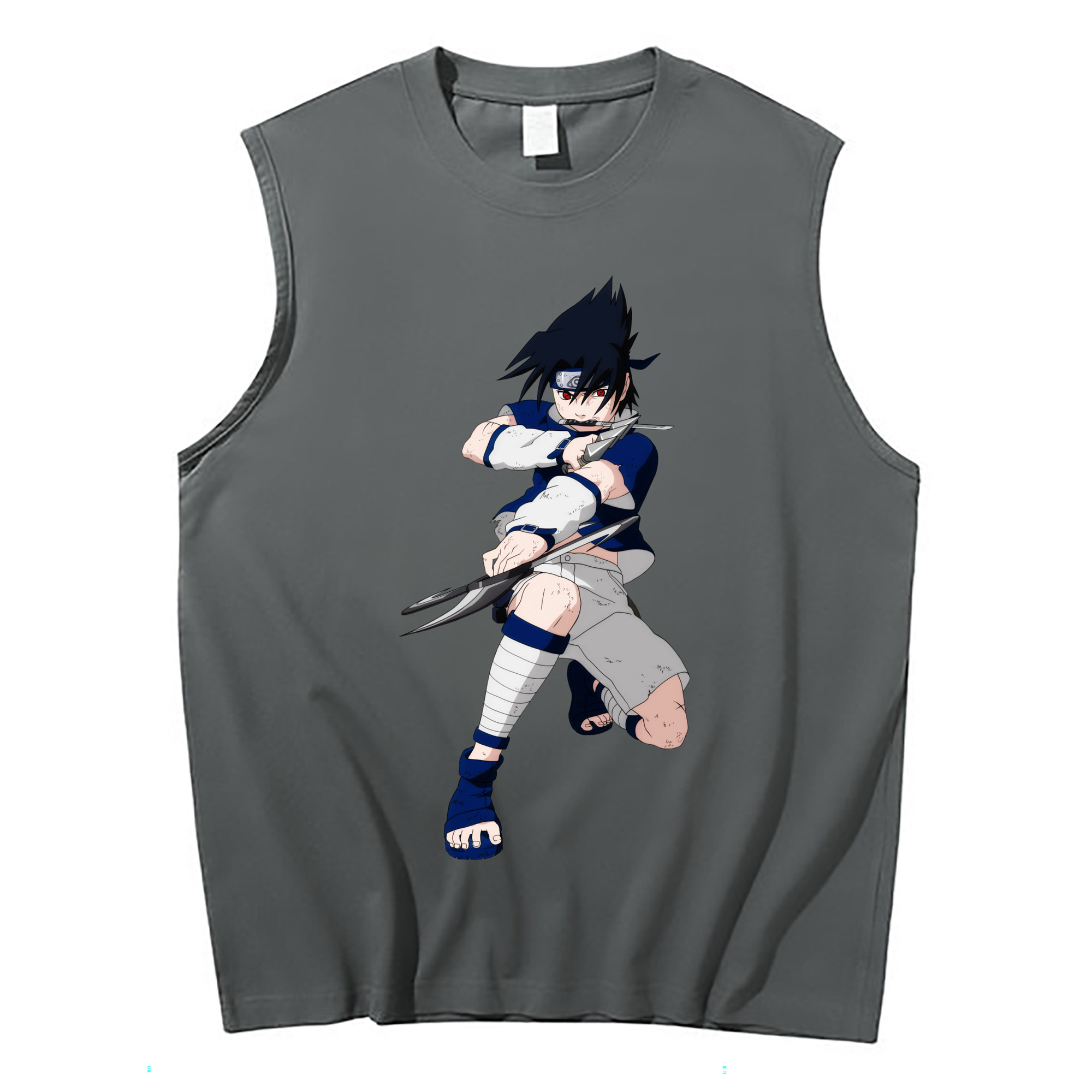（画像用） NARUTO -ナルト- うちは サスケ Uchiha Sasuke コットン100％タンクトップ（フロントプリント）